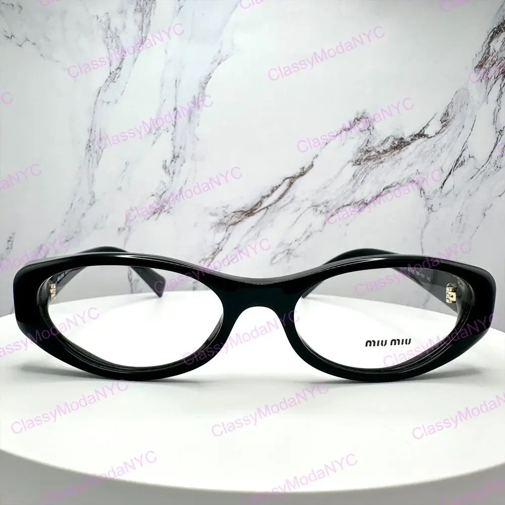New MIU MIU Eyeglasses Black Oval Glasses 55-18mm Full Rim Rx-able